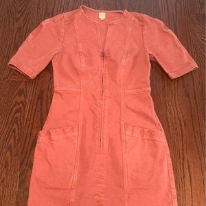 Garment Dyed Denim Full Zip Dress NWOT